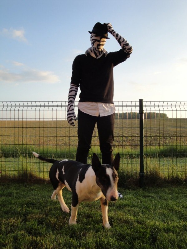 with dog
