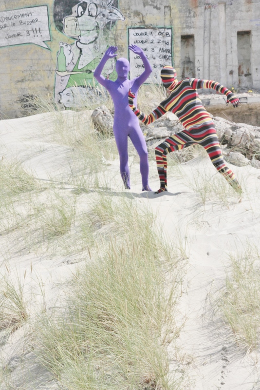 Lycraboy en multicolore et moi en violet
